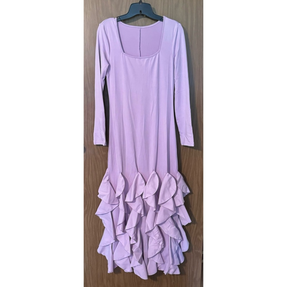 Light Purple Frill Trim Fish Tail Bodycon Dress